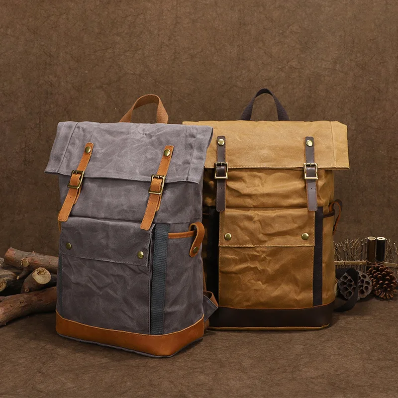 

Retro batik canvas backpack for outdoor use, water-resistant and wear-resistant, suitable for carrying a computer.