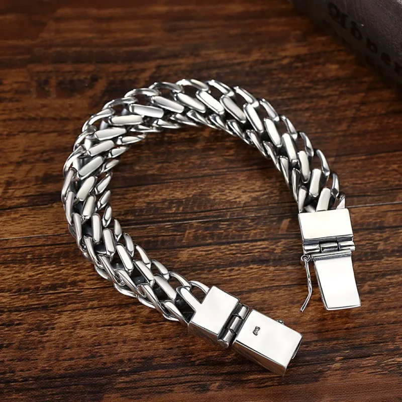 Vintage Engraved Bracelet for Men, Retro Minimalist Trendy Wrist Jewelry, Japanese Korean & European American Masculine Style