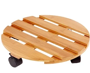 hot saltBamboo Plant Caddy with Wheels, Slatted Moisture-proof Rolling Plant Stand for Indoor Outdoor Potted Flower Pot Mover