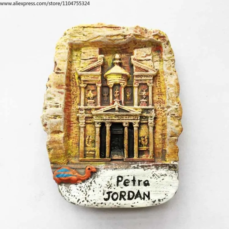 Pegatinas para nevera artesanales de moda, colección de imanes de recuerdo de viaje de la ciudad antigua de Petra de Jordan, promoción de regalos de recuerdo