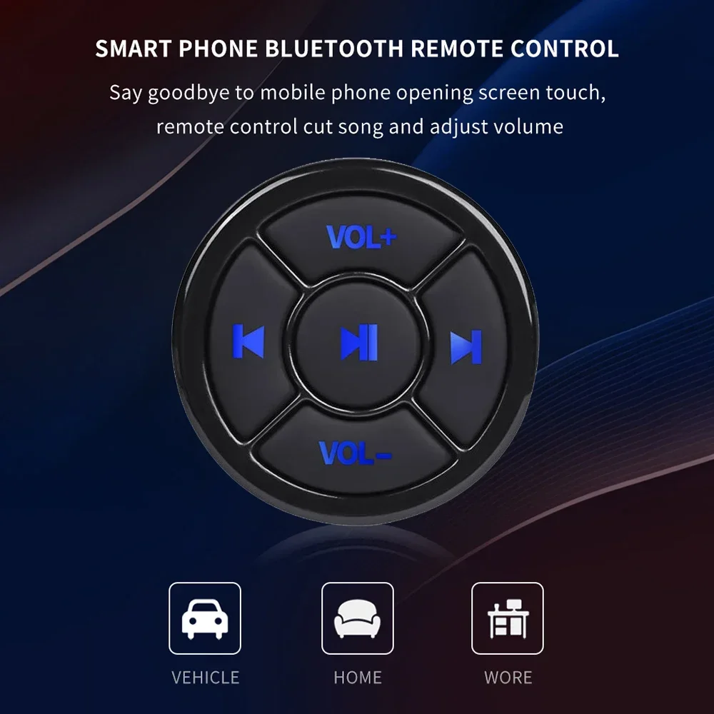 Wireless Bluetooth 5.0 Remote Controller Media Button Car Motorcycle Bike Steering Wheel Music Play for IOS Android Phone Tablet