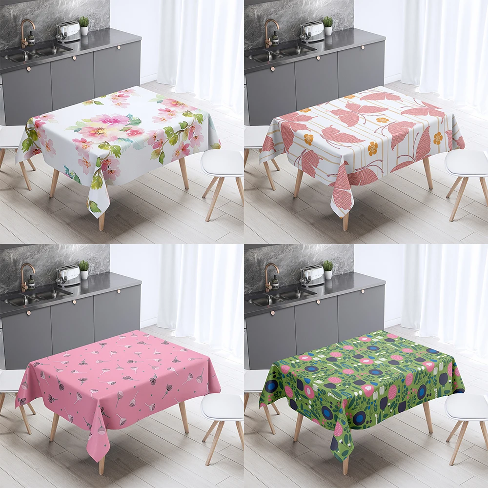 Small Floral Print Pattern Tablecloth Home Decor  Rectangle Party  Stain Resistant  Dust Cover