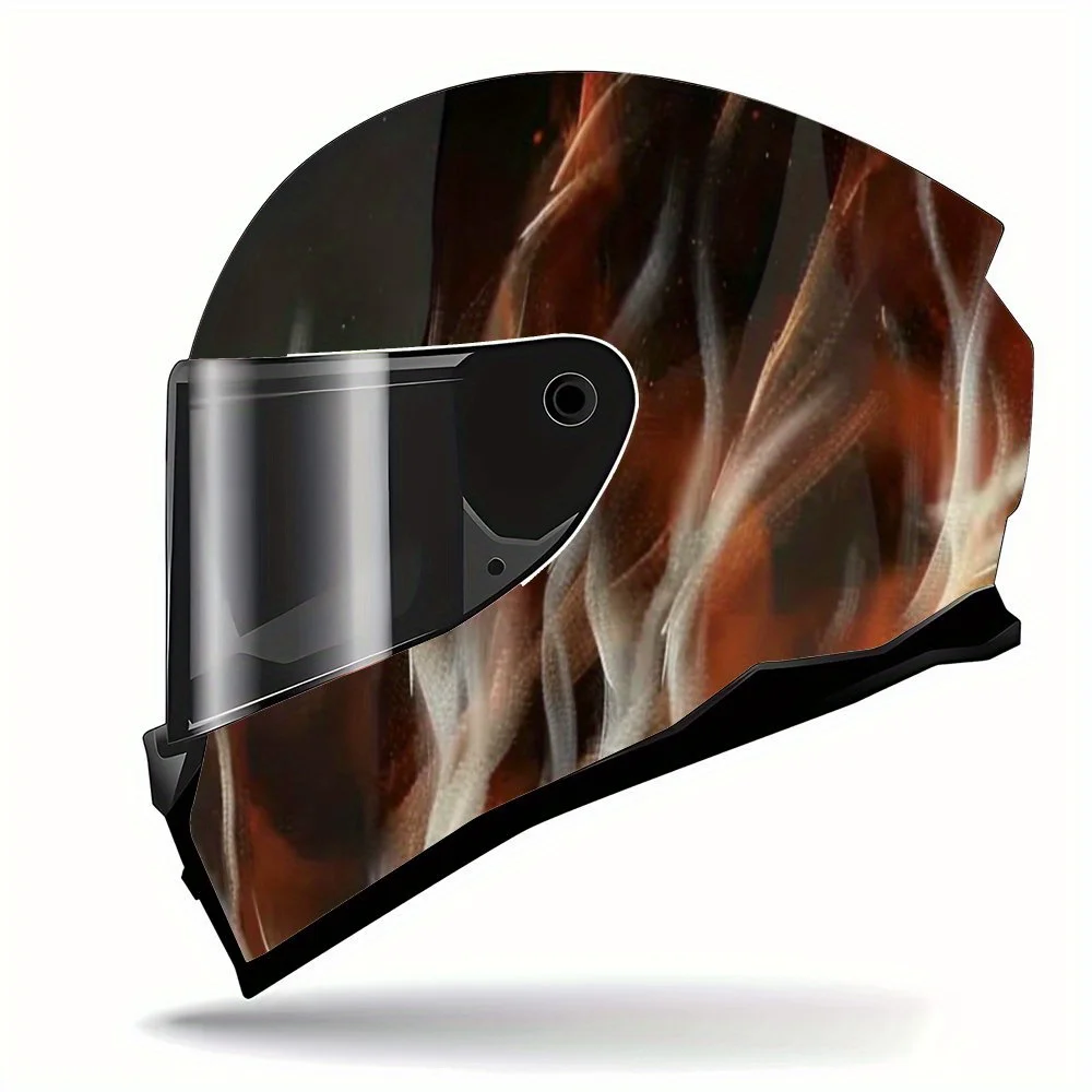 ملصق رسم خوذة اللهب المحترق - رقعة PVC مقاومة للماء والخدش لخوذة سباق الدراجات النارية، جمالية فنية #3