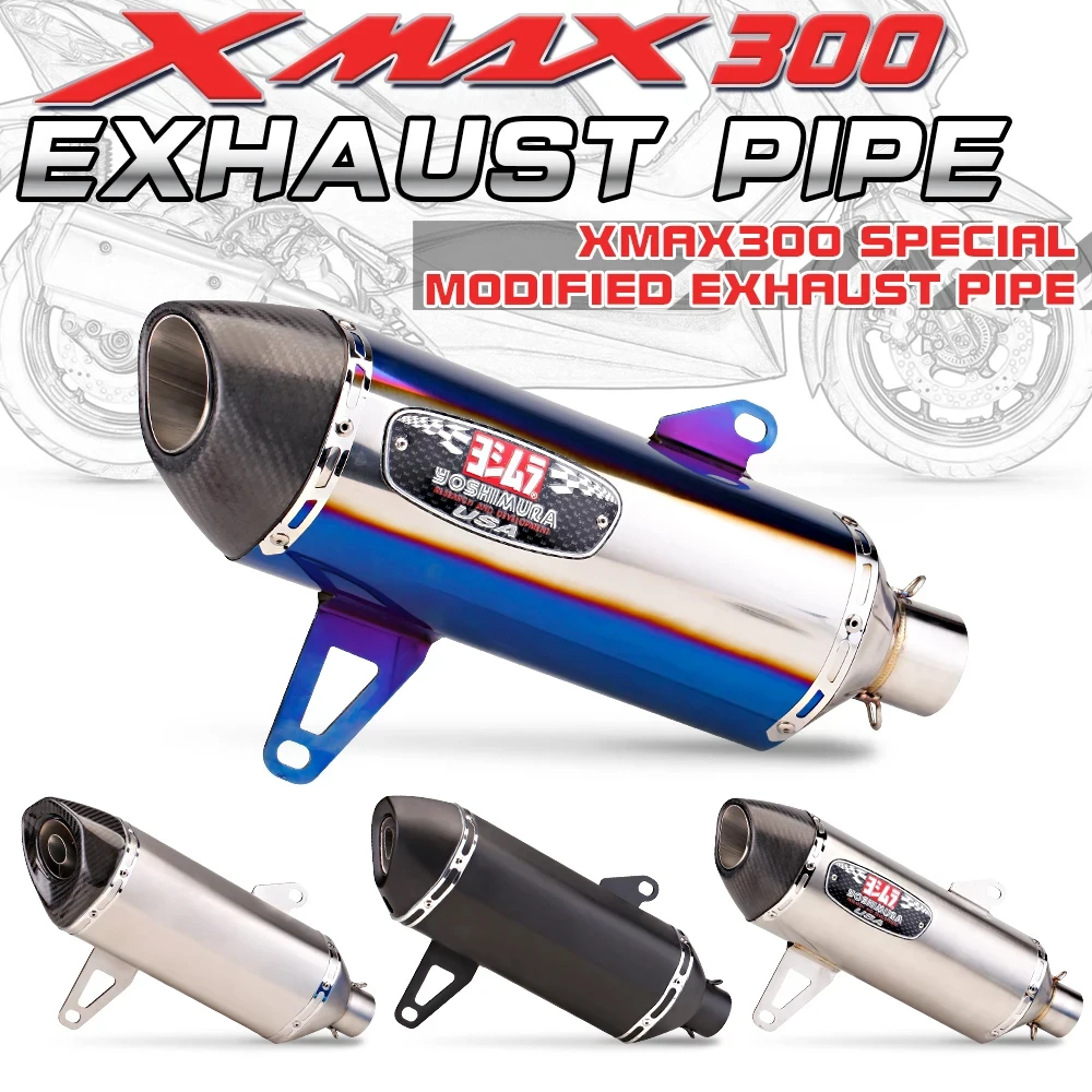 For XMAX300 250 XMAX 300 X MAX250 Motorcycle Exhaust Escape Moto Muffler Slip on Motorcross Front Pipe Stainless Steel Tube