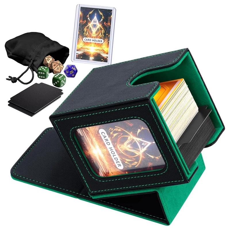 

Card Storage Box for 100 Double-Sleeved Cards - Large Capacity Portable Trading Card Holder Case with Display Function