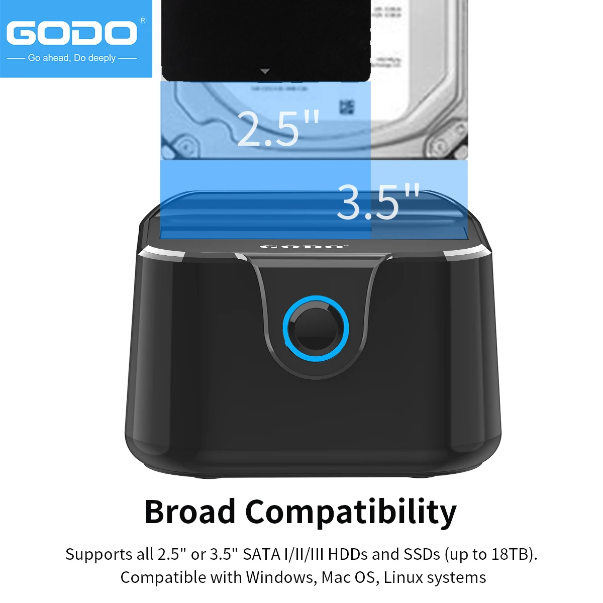 Imagem -03 - Godo-hard Drive Docking Station Usb 3.0 para Sata Iii 2.5 3.5 Hdd Ssd Dock de Disco Rígido Externo com Uasp Gbps