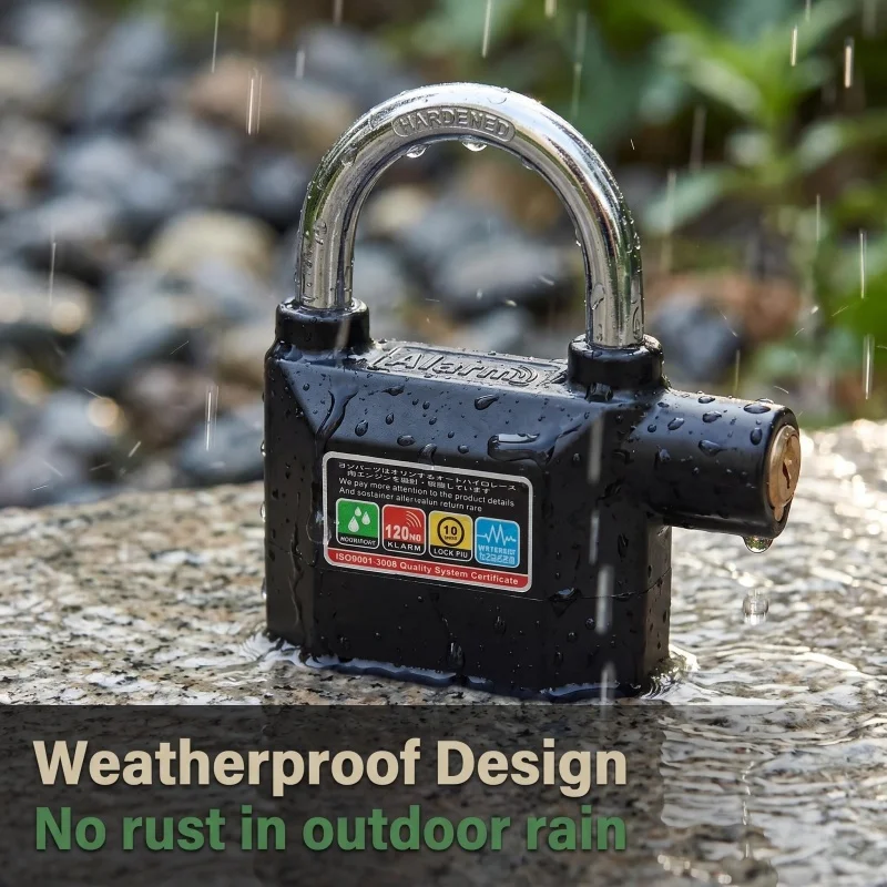 Falante Universal Waterproof Alarm Door Padlock 120db Siren Anti-Theft Lock for Bicycle Motorcycle And Gate Security 3 Colors