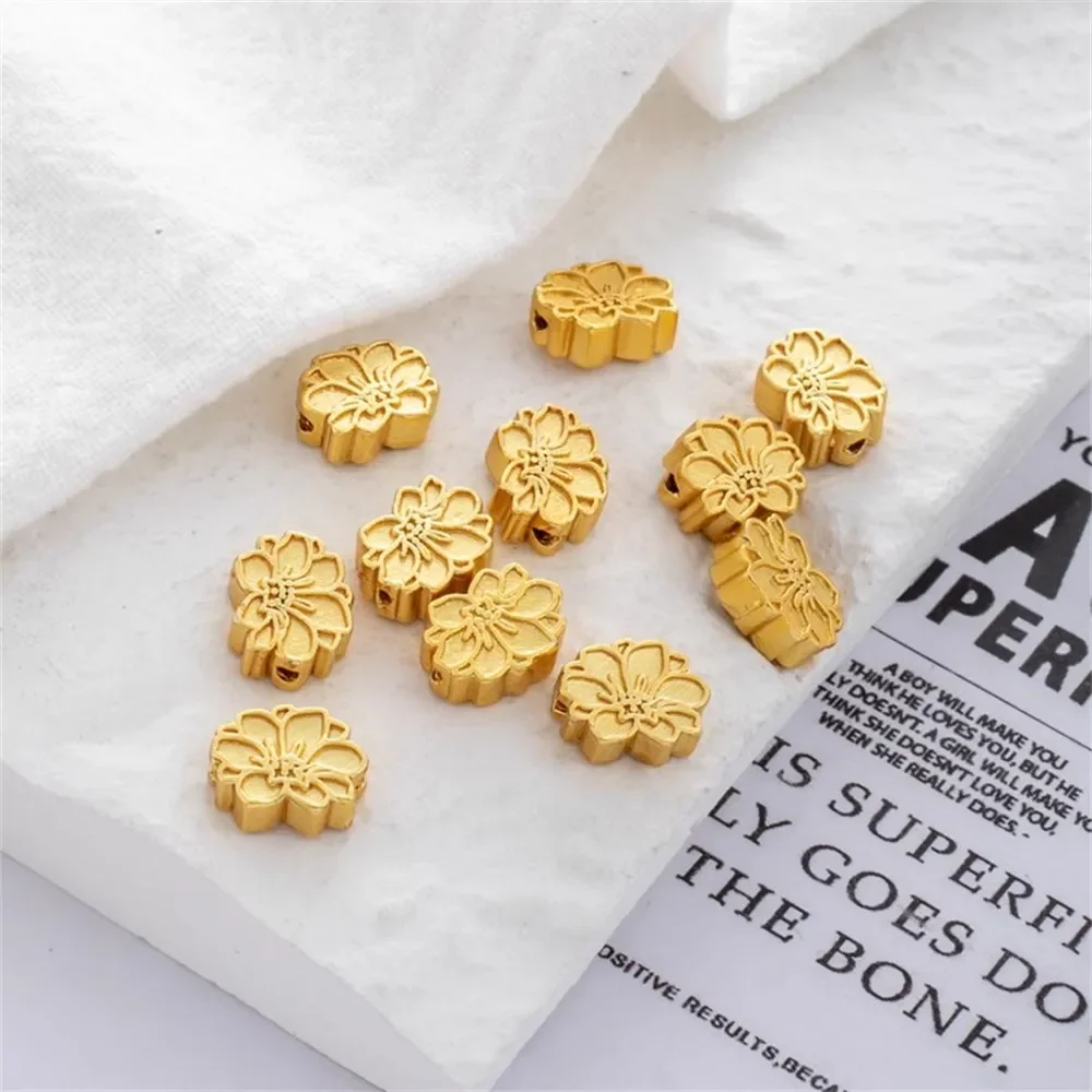 

18-каратное золото, матовое золото, платформа в виде лотоса через отверстие, 7*9 мм, свободный браслет из бисера «сделай сам», ювелирные изделия из бисера, самодельные аксессуары