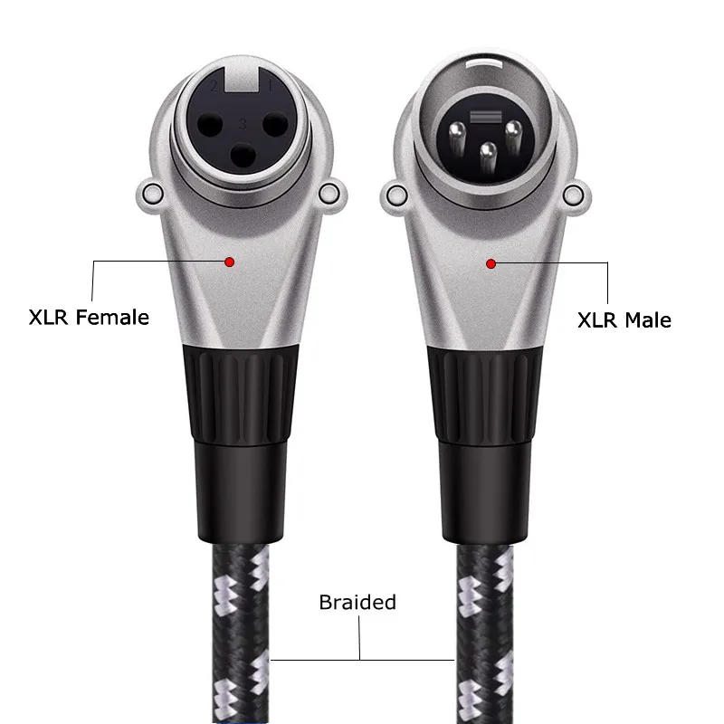 Amplifier Mixing Console XLR Extension Cable Angle Male to 90 Degree Female Audio Cable Cannon Microphone Mixing Sound Card Line