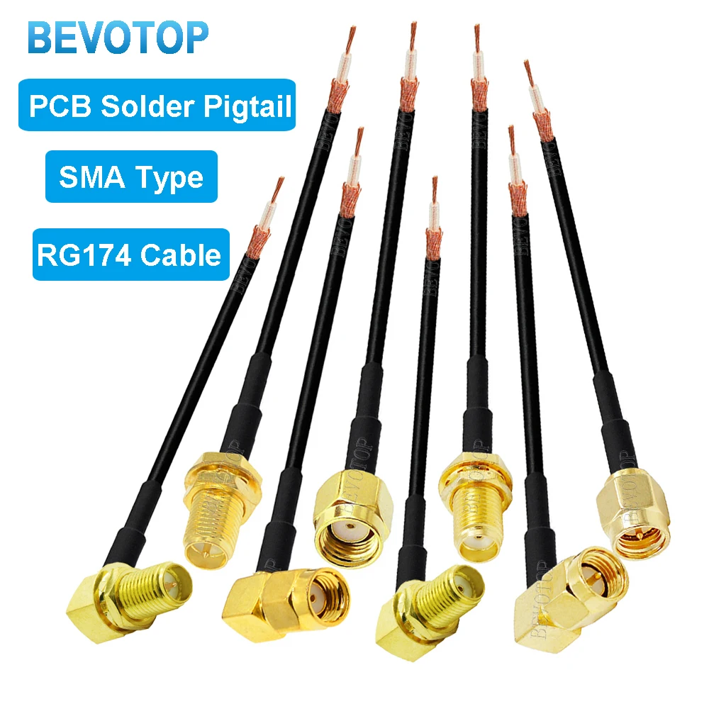 10Pcs RG174 Single End SMA Male/Female to PCB Solder Pigtail RG174 Cable for WIFI Wireless Router GPS GPRS Wire Connector