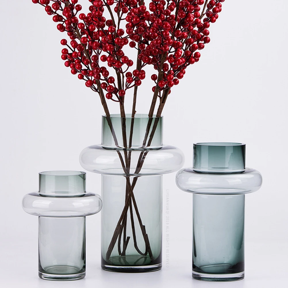 

S Size Glass Flower Arrangement Vase Transparent Stable Base for Home Artificial Dried Flowers Home Office Decoration