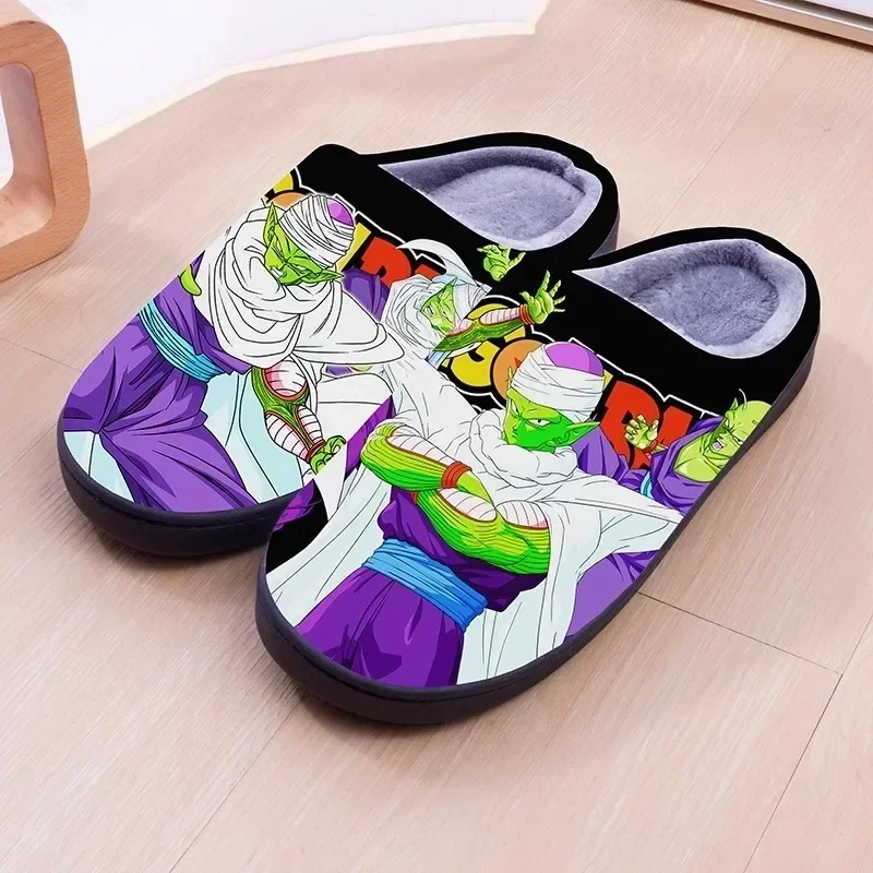 Zapatilla de Cosplay de felpa cálida de Anime Dragon Ball Goku, toboganes de casa antideslizantes para interiores para parejas, zapatos de algodón para el hogar con envoltura del dedo del pie para hombres y mujeres