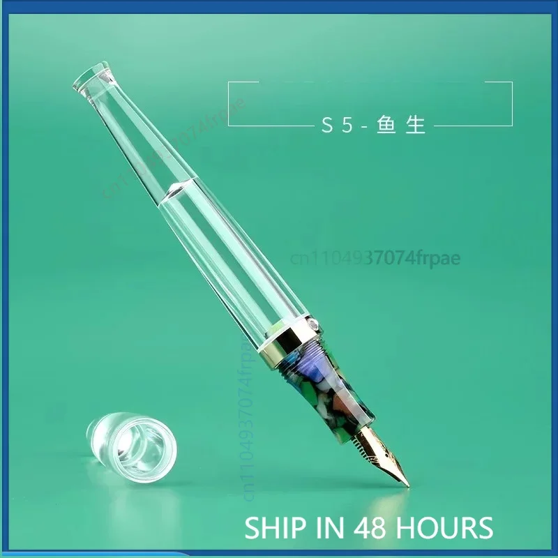 For MOONMAN S5 Gift Box Fountain Pen Yusheng Clear Resin Demonstrator Pen Calligraphy Writing Practice Stationery