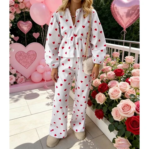 Combhasaki Женская пижама  Love Heart розовый полиэстер