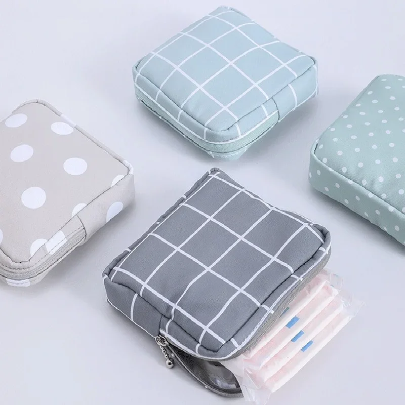 Women Girl Sanitary Napkin Bag Towel Storage Bag Makeup Travel Zipper Cosmetic Lipstick Earphone Tampon Storage Holder Bags