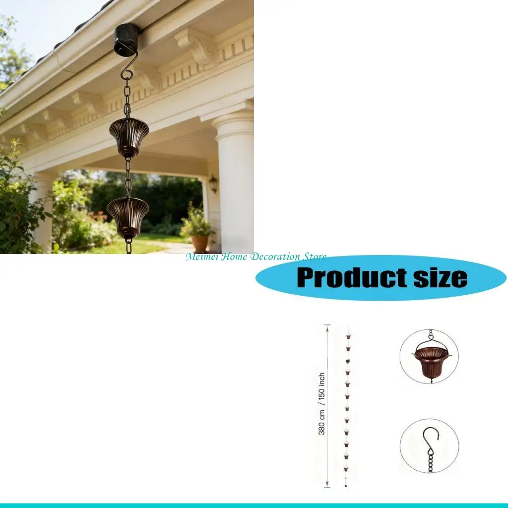 

H7BF Элегантная цепочка OutdoorRain с чашками в стиле ретро, ​​идеально подходящая для наружного украшения