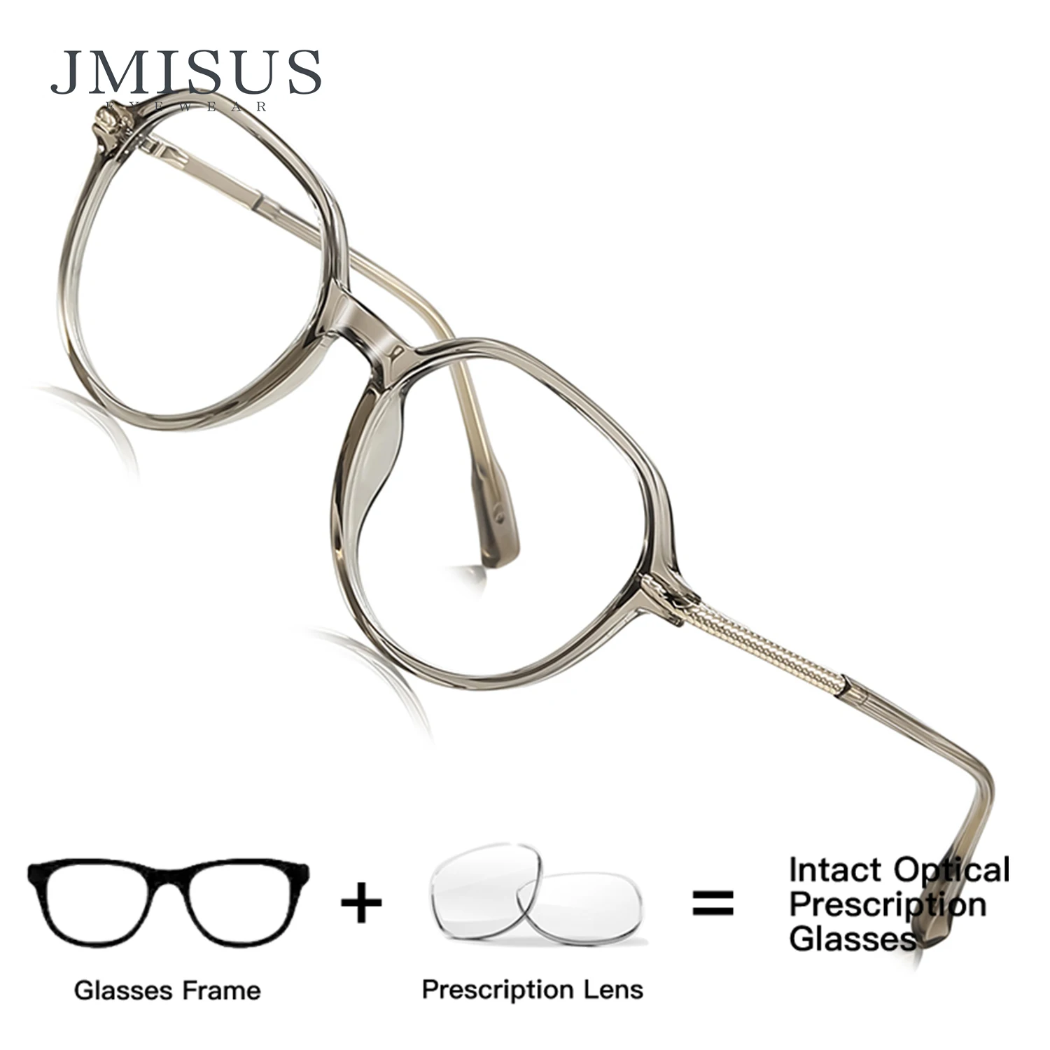 

JMISUS Handmade Acetate Round Prescription Glasses Blue Light Blocking Photochromic Myopia Optical Eyewear for Women