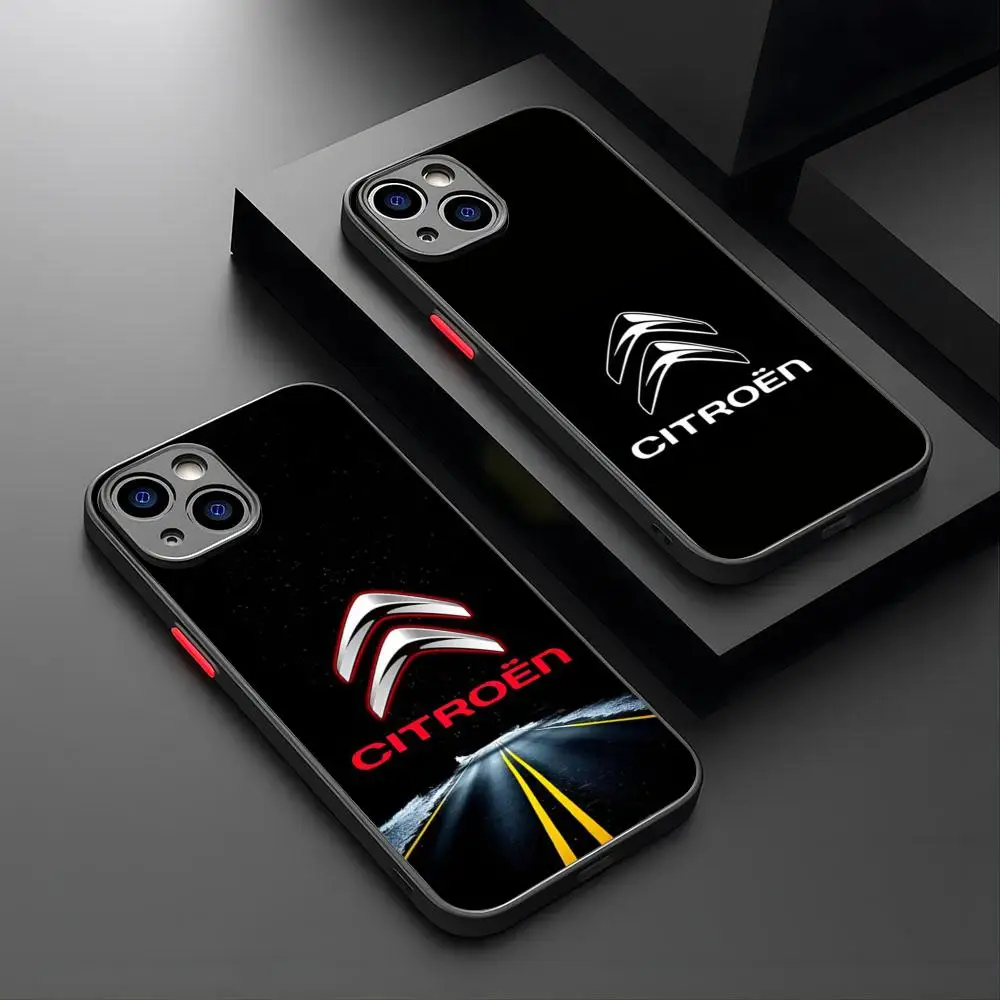 Luxury Car Citroen Logo Design For gentleman iPhone 15 14 12 13 11 Pro Max XR XS Max Mini X 7 8 Plus matte shell Cover