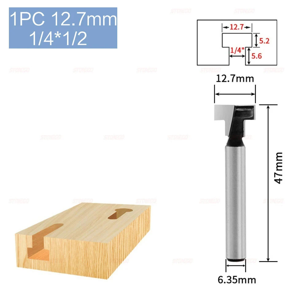 STONEGO 1PC/3PCS 1/4" Shank 6.35mm Cutter Router Bit Hex Bolt Key Hole Bits T Slotting Milling Cutter for Wood Woodworking
