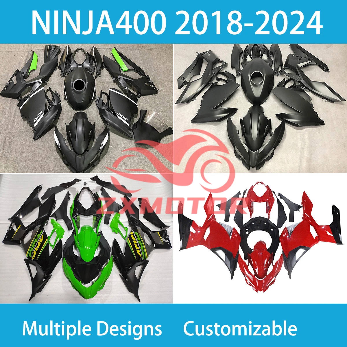 

Обтекатели для KAWASAKI NINJA400 2018 2019 2020 2021 2022 2023 2024 ABS EX400R 18-24 комплект обтекателей для мотоциклов