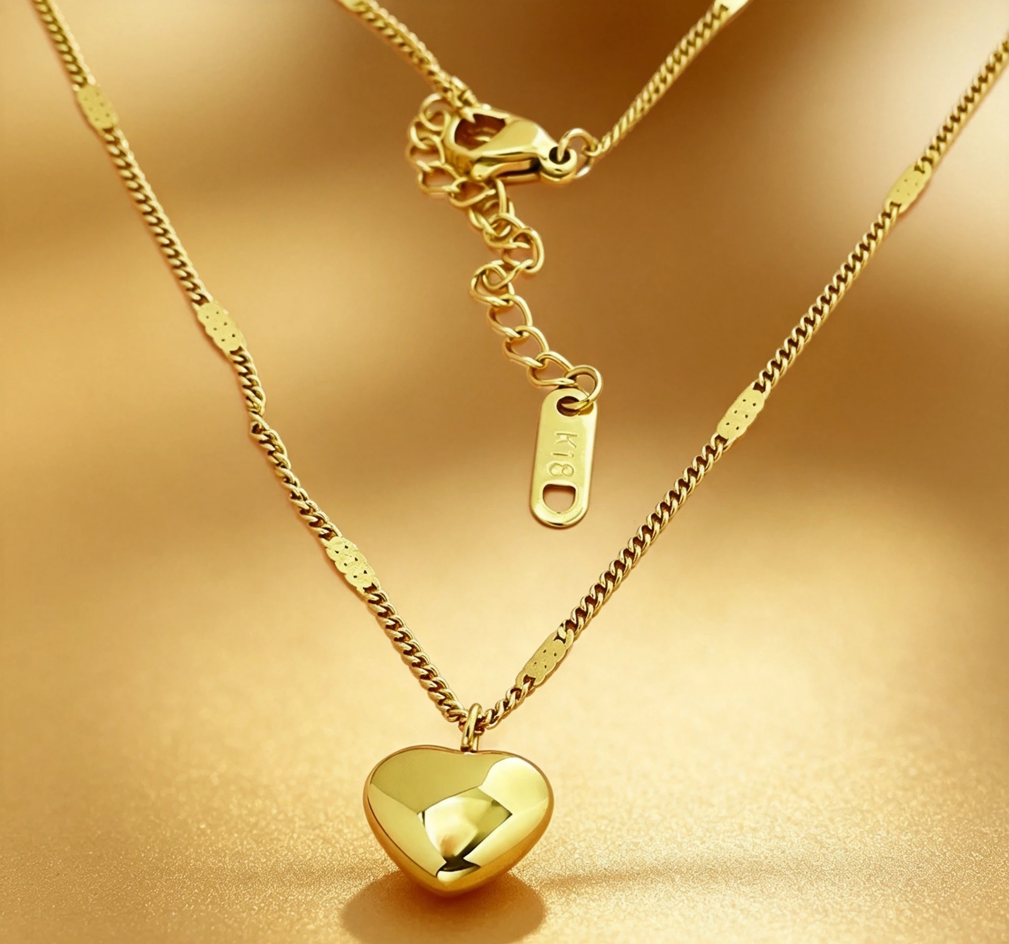 18K Pure Gold real gold Women's Love Love Pendant Necklace Collarbone Giving gifts for friends