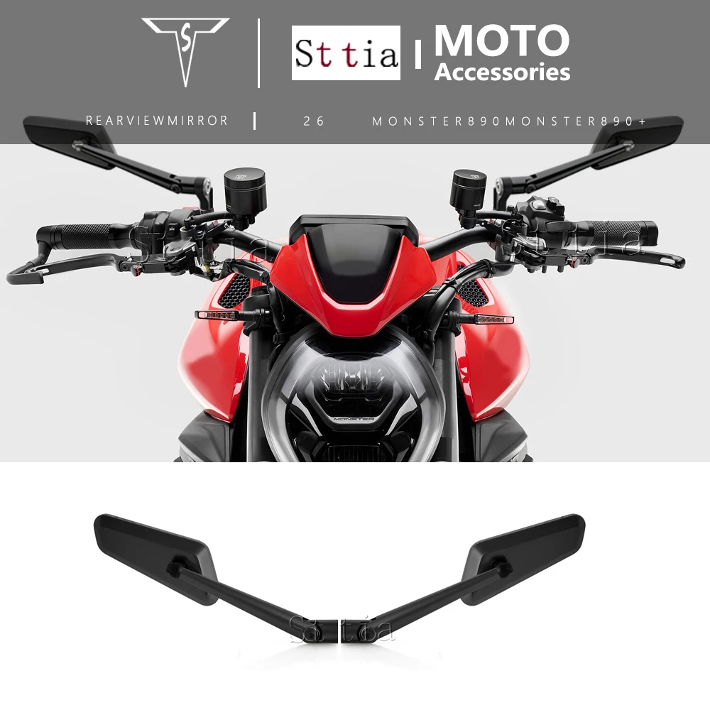 

For Ducati MONSTER 890+ MONSTER890 New Monster 890 2026 Motorcycle Rearview Mirror Side Mirror Kit Adjustable Winglets