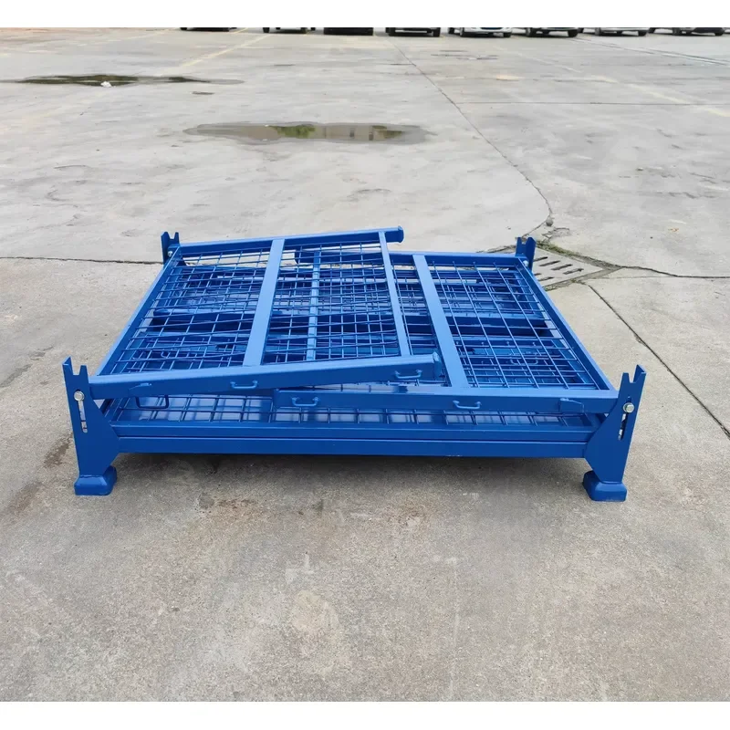 Factory Storage cage Warehouse Logistic Stackable Wire Mesh Pallet Wire Mesh Container Transport Box Basket Container