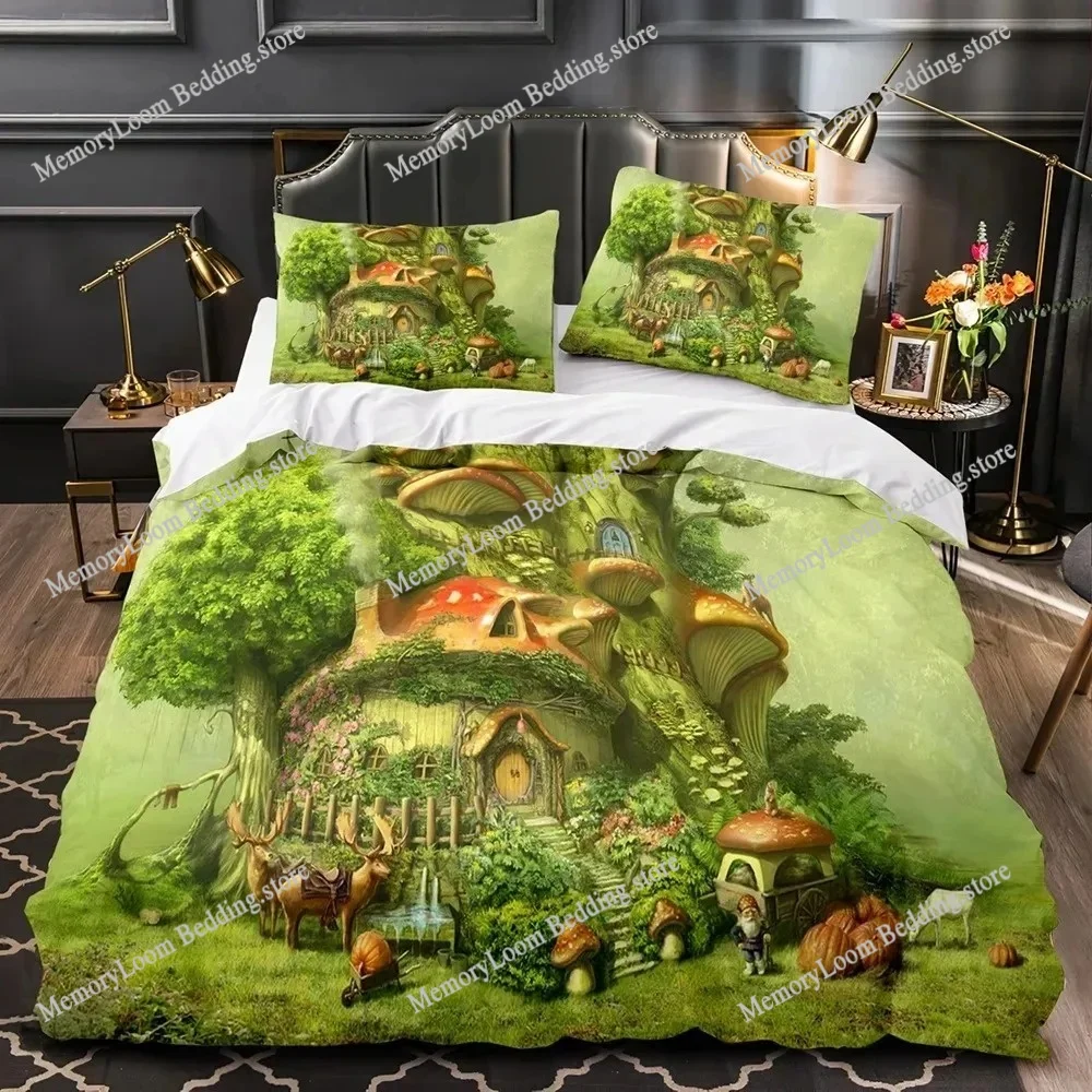 

Mushroom Fairy Forest Magic Lilliputian Fungus Plant Bedding Set Boys Girls Twin Queen Size Duvet Cover Pillowcase Bed Boy Adult