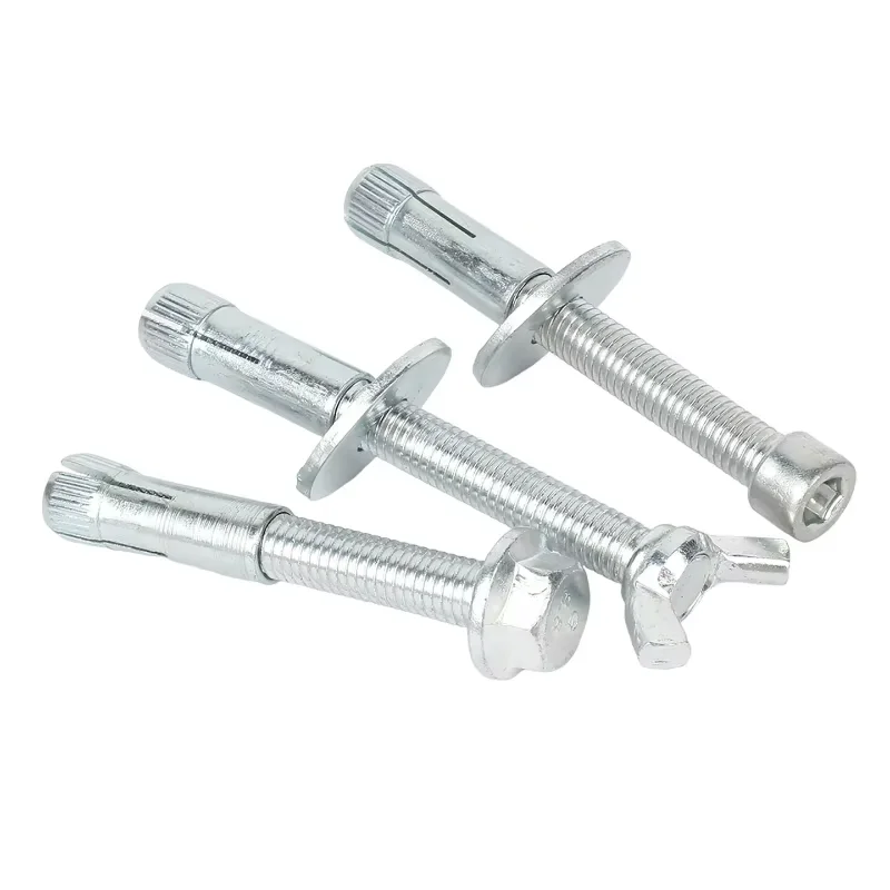 5/10/20pcs M8 M10 Galvanised Carbon Steel Removable Reusable Sleeve Anchor Expansion Bolt For Outdoor Fence Fixing Screw