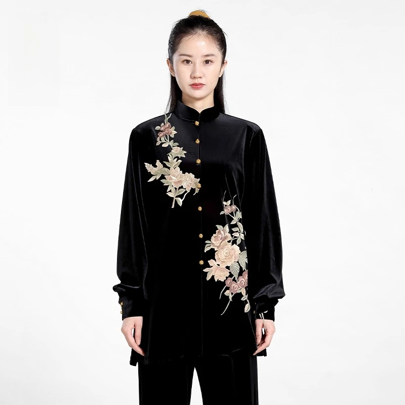 Velvet Tai Chi Suit Winter Thick Warm Kung Fu Uniform for Women Men Unisex Martial Arts Clothing Elegant Embroidery