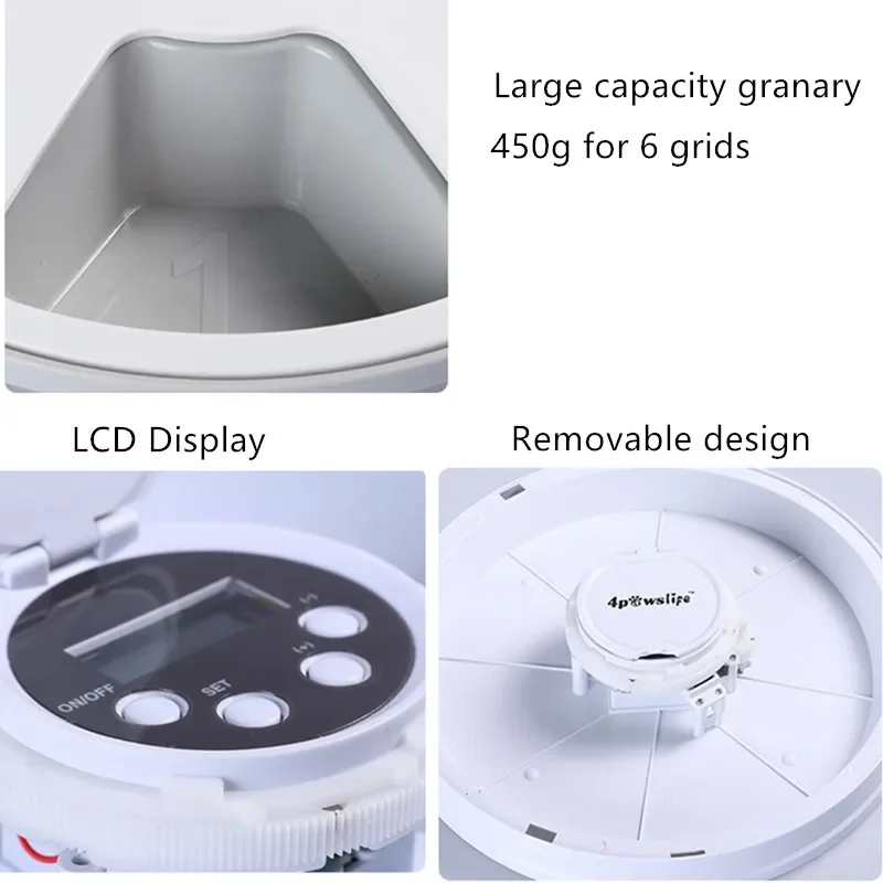 Automatic Pets Feeder Bowl Dry Food Dispenser Storing Dog Feed With Voice Remind 6 Grids Pet Feed Tool 24h Timer Dog Accessories