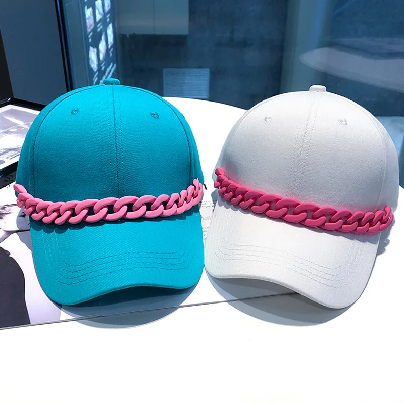 

Baseball Hat for Women Solid Cotton Colorful Chain Cap Visors Girl Boy Sports Snapback Caps Sun Protector Wide Brim Sun Hats