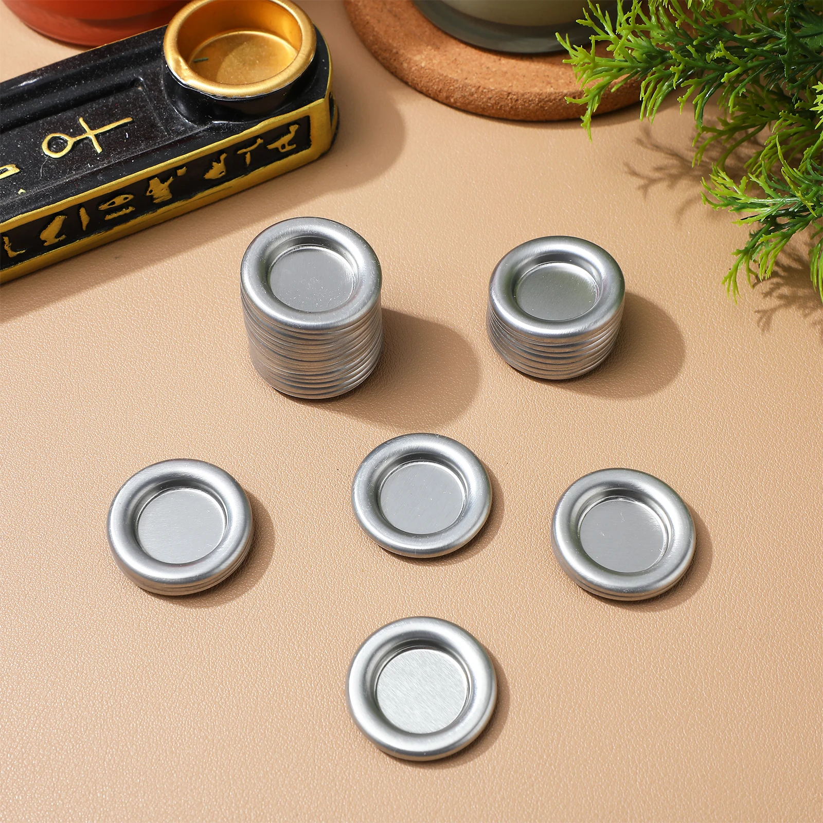 

50pcs Tray Desktop Adornment Holder Small Metal Cone Burner Desktop Adornment Aromatic Yoga Sauna Relaxing Atmosphere