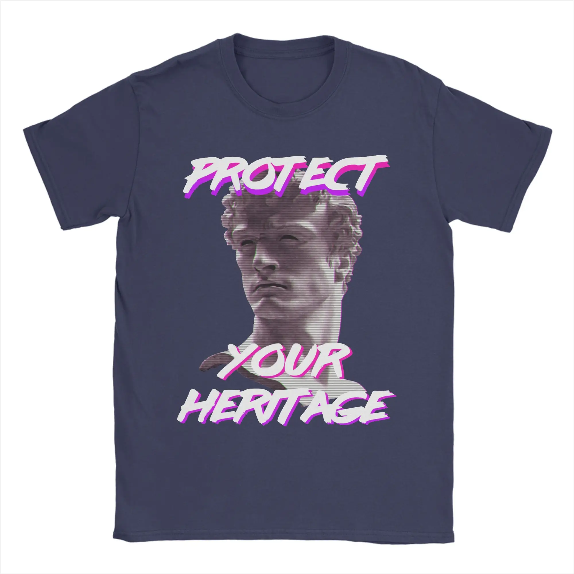 Vaporwave Protect Your Heritage T Shirt Men Women 100% Cotton Vintage T-Shirts Crewneck  Tees Short Sleeve Clothing Party