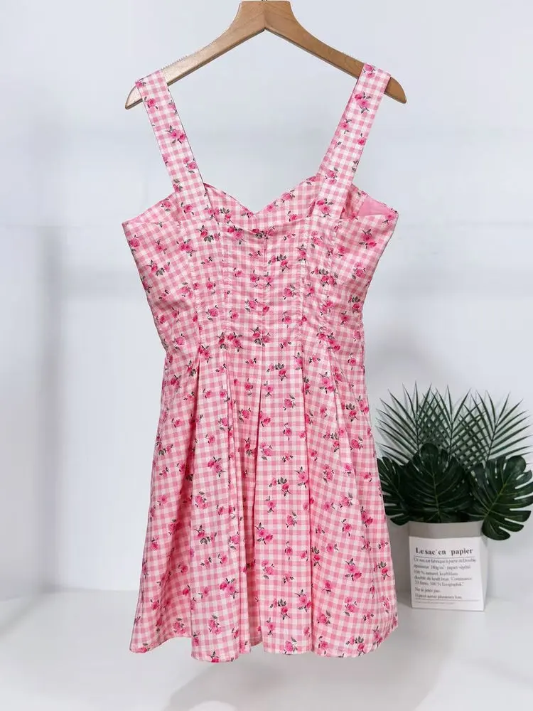 Briti Sle Kwiatowy Wzór Seksowna, Urocza Bawełniana Koszulka na Ramiączkach lub Spódnica Damska Letnia Sukienka Midi na Ramiączkach w Kształcie Litery A