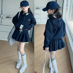 Girls Autumn clothes Set 2024 Fashion Korean Child College Style Hoodie+pleated skirt 2pcs junior kids suit teen clothes outfits