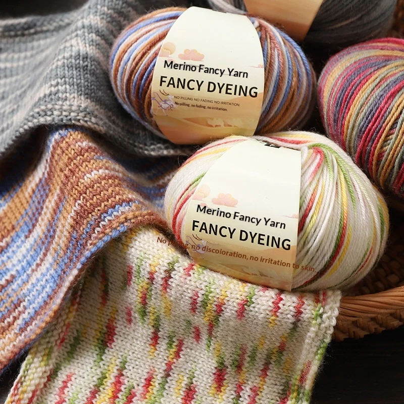 

Универсальная пряжа из мериносовой шерсти, тонкая, устойчивая к скатыванию, разноцветная, для ручного вязания, крючком, шарфов, шапок, свитеров, DIY-проектов и поделок.