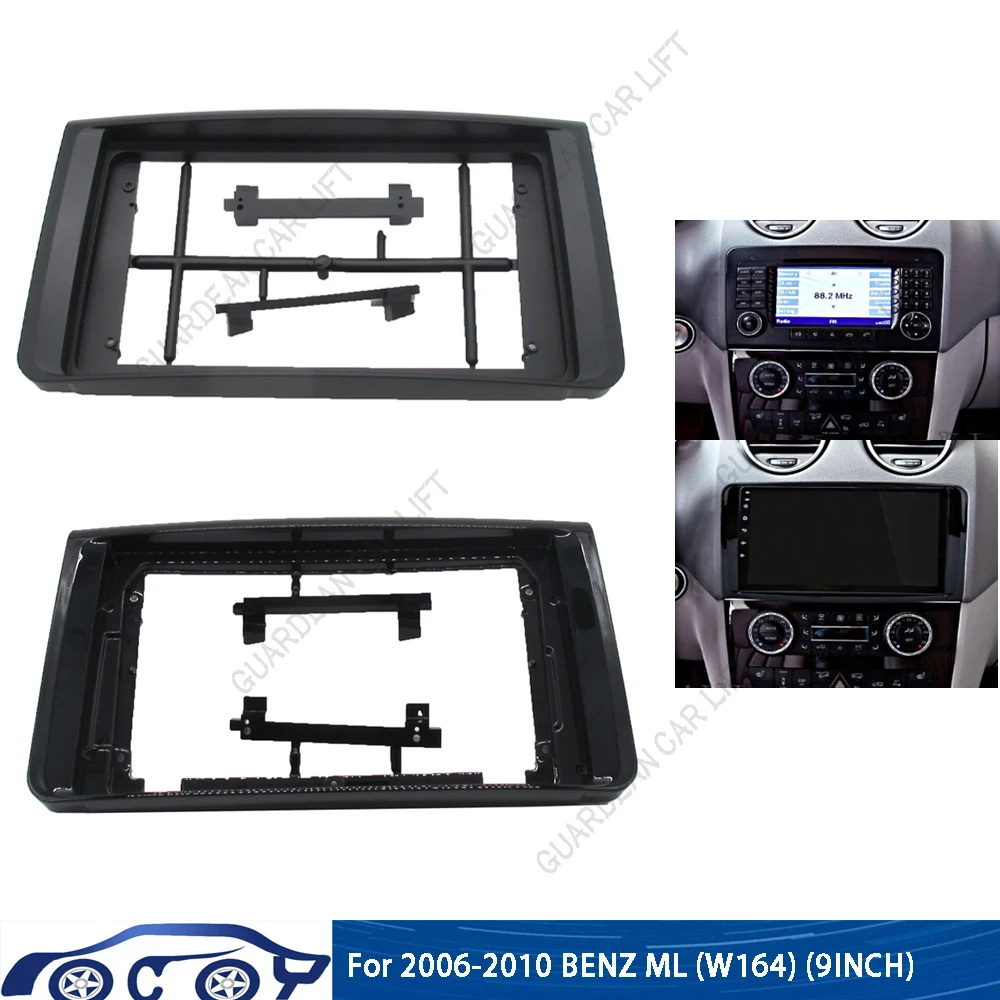 

9 Inch Car DVD Frame Audio Dash Trim Kits Facia Panel Radio Player screen 2 Din For MERCEDE BENZ ML W164 2006-2010 Kit Frame