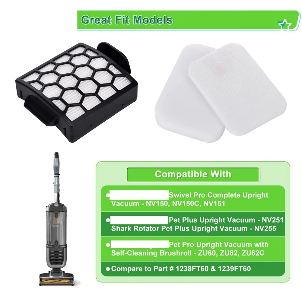 مرشحات HEPA البديلة A39M لملحقات المكنسة الكهربائية Shark ZU60 NV255 NV251 مقارنة بالجزء 1238FT60 و1239FT60