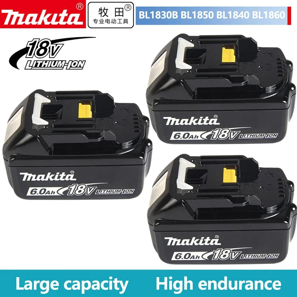 

Genuine Makita 18V 6Ah Rechargeable Power Tools Battery 18V makita with LED Li-ion Replacement LXT BL1860B BL1860 BL1850 Charger