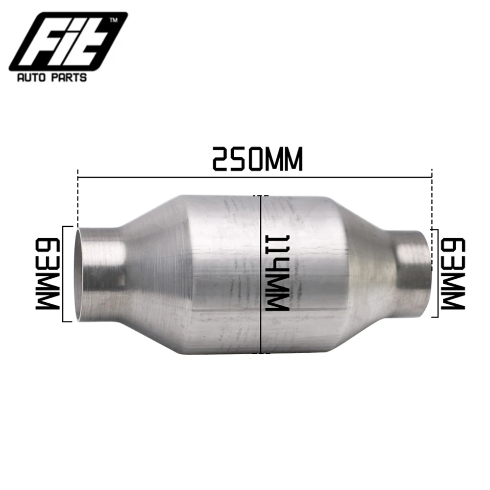 High Flow Car Ceramic Catalytic Converter 2.5 Inch Inlet Outlet 4.5