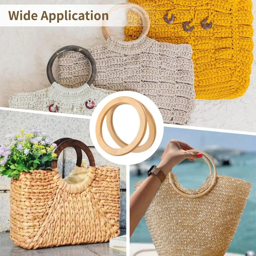 Handcraft Wooden Handbag Handles Round DIY Bags Handgrip Replacement Purse Strap