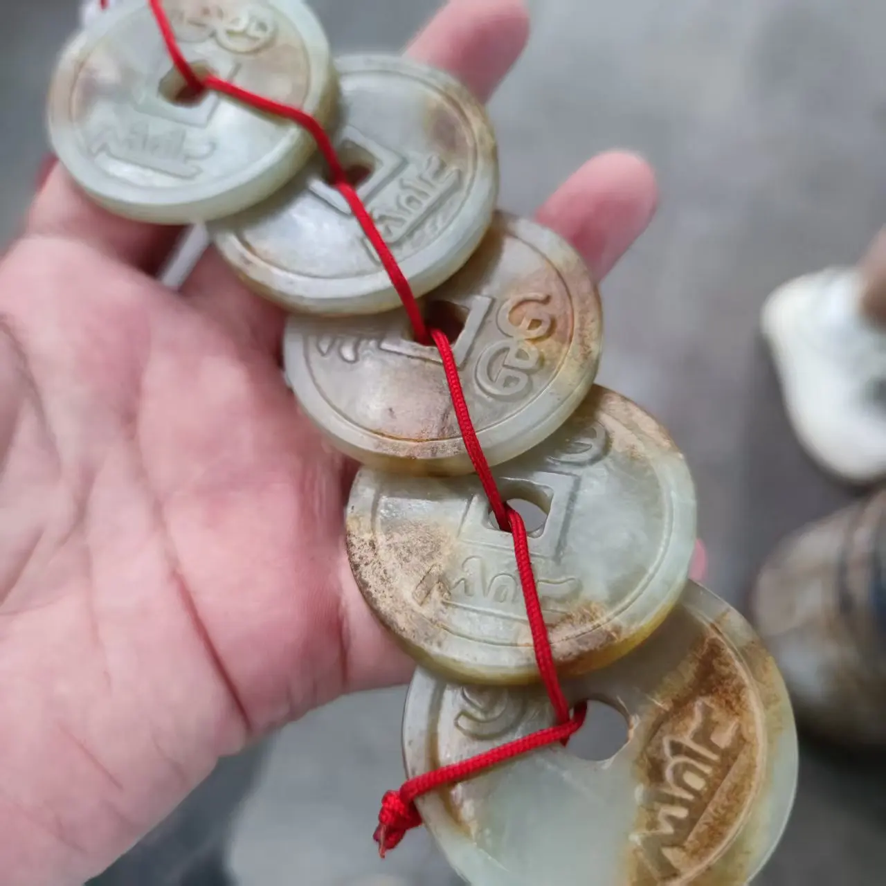 Hetian Jade Ancient Coins 5pcs/string Fengshui Jade Emperor Name big coins real Hetian jade for pendants ornements