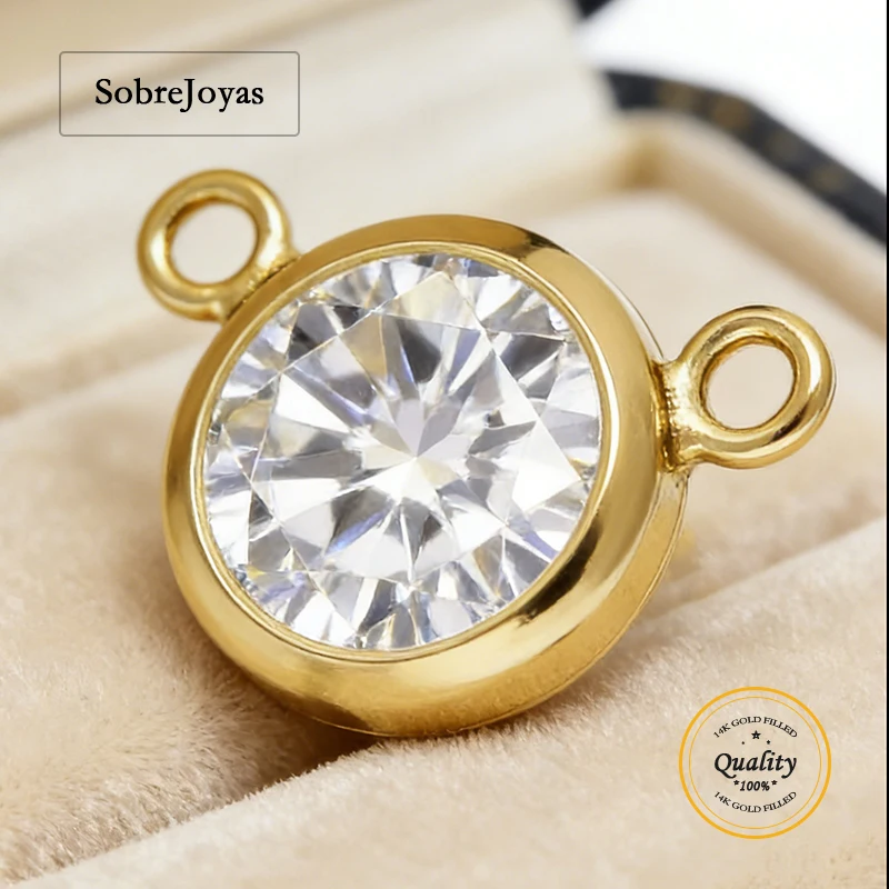 

Подвеска-шарм из позолоченного золота 14K с фианитами 3А, 6 мм, в оправе с 2 кольцами, для самостоятельного изготовления ювелирных изделий