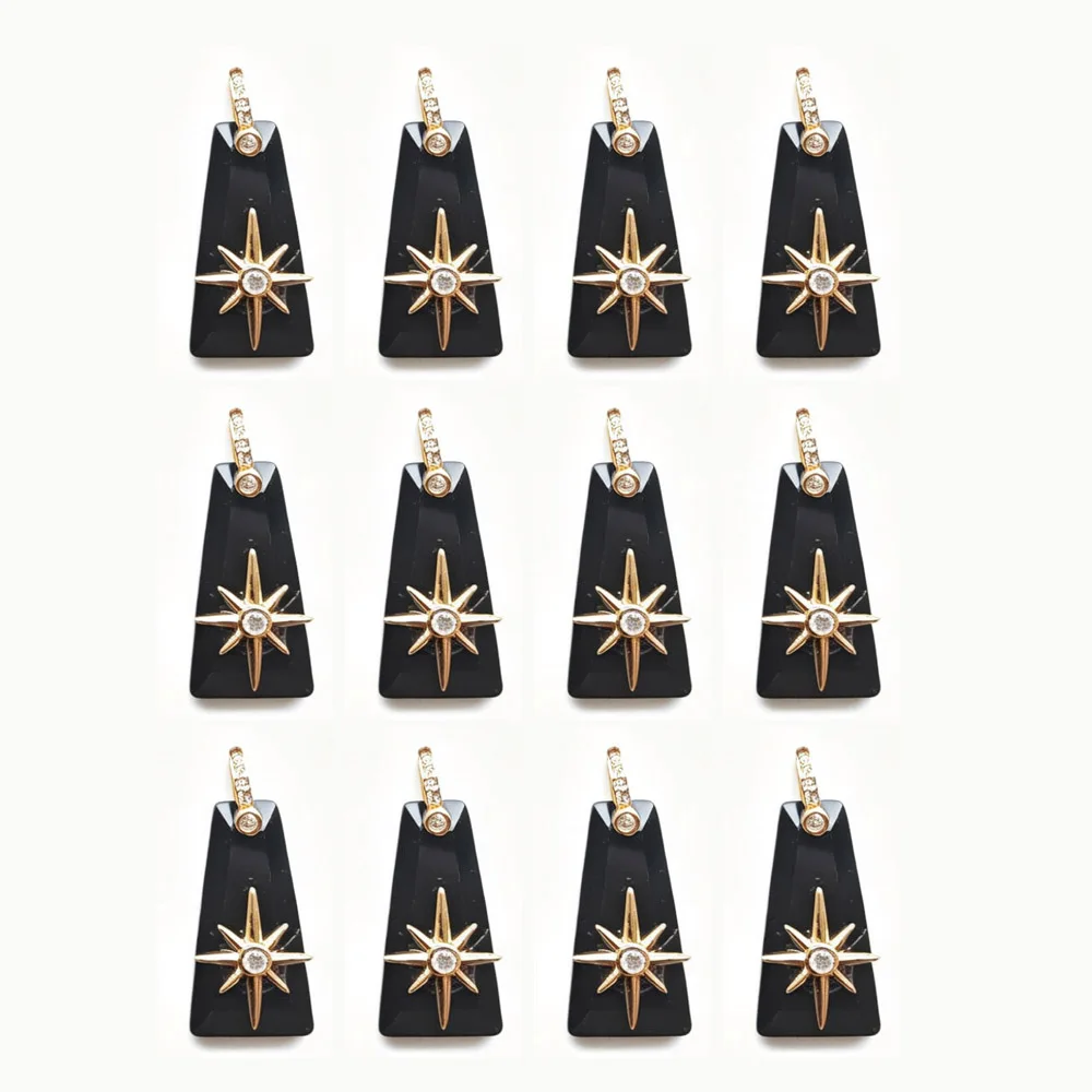 12pcs Natural tiger eye stone and Zircon Ladder-shaped pendants with copper DIY jewelry accessories making Wholesale free