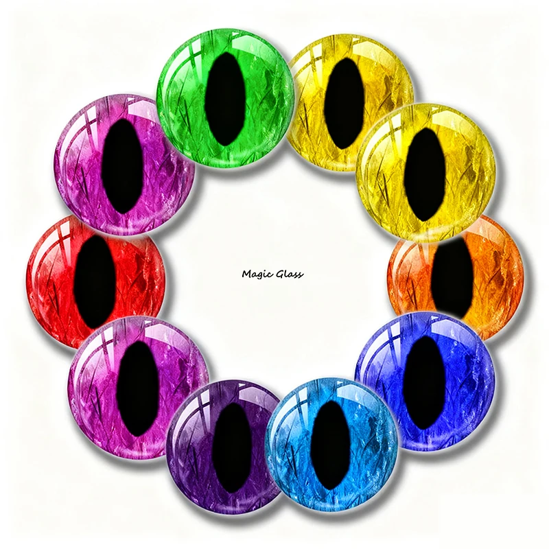 

6mm 8mm 10mm 12mm 18mm 20mm 25mm 30mm 50mm Photo Glass Cabochon Pattern Round DIY Jewelry Accessories Gecko Colorful Eyes