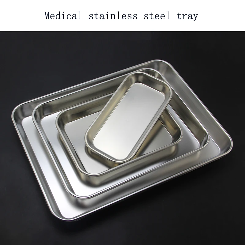 304 Stainless Steel Square Dressing Bandeja, Desinfecção Médica, Equipamento Oral, Ferramentas De Utensílios