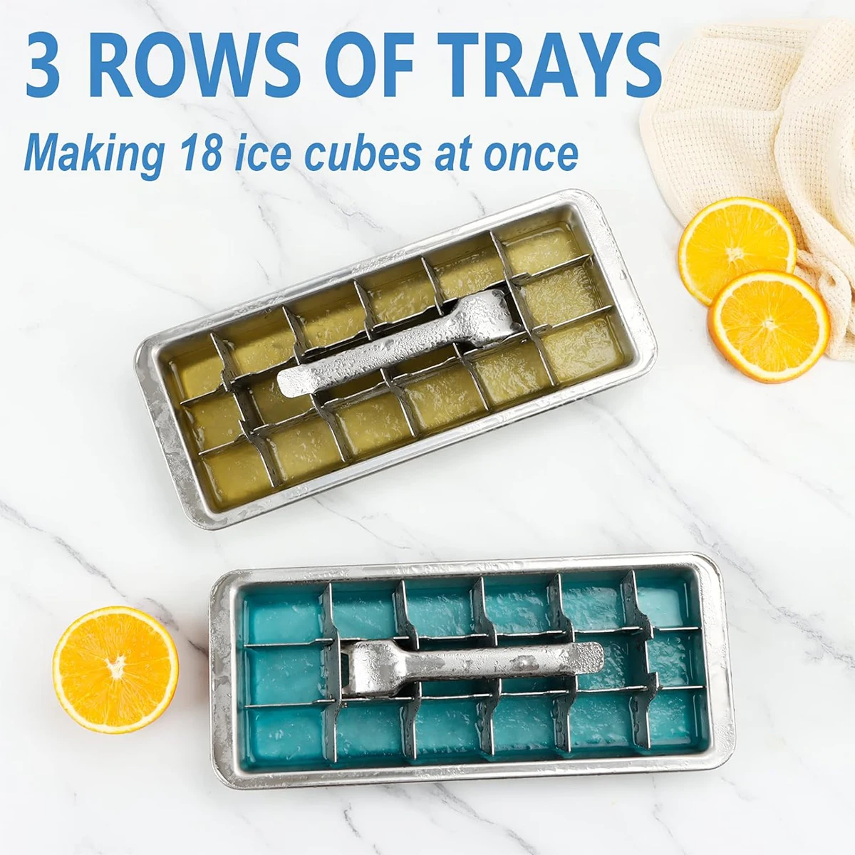 

Handle Ice Tray 2 In 1 Stainless Steel Ice Maker Lever-style Ice Tray Vegetable juices and baby food Kitchen Supplies