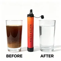 1pcs Outdoor Water Filter, Personal Straw Water Filtration System, Emergency Survival Water Purifier For Camping Hiking Climbing 4