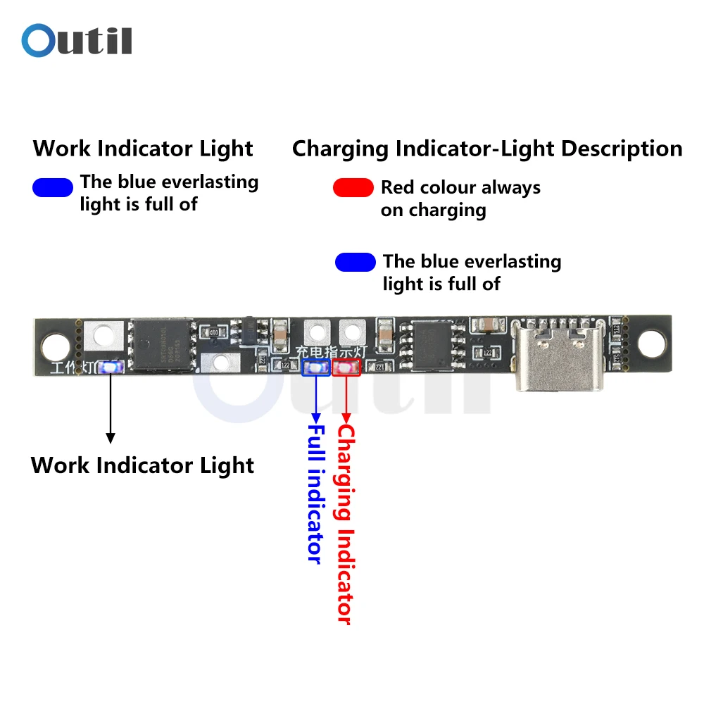 DC 3.7V 4.2V Charging Protection Module Charging and Discharging Protection Integrated Type C Interface with Electronic Switch